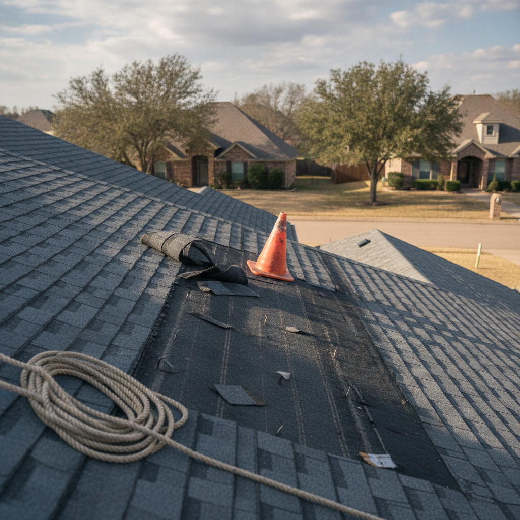 Missing or damaged shingles — Roofing Contractors guide illustration in Granbury, Texas